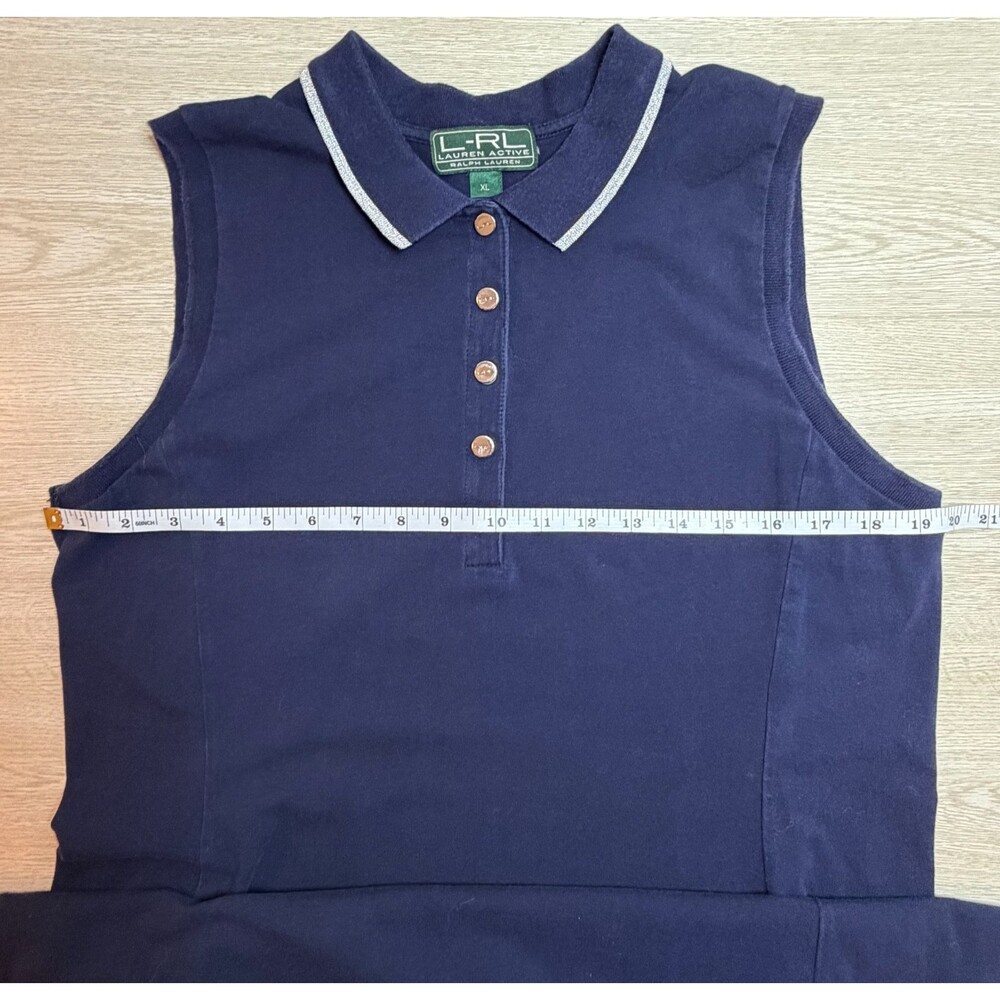 Lauren Ralph Lauren Sundress Womens XL Navy Collared Sleeveless Mid Length - Picture 8 of 11